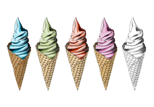 Vector isolated set of icecream in color