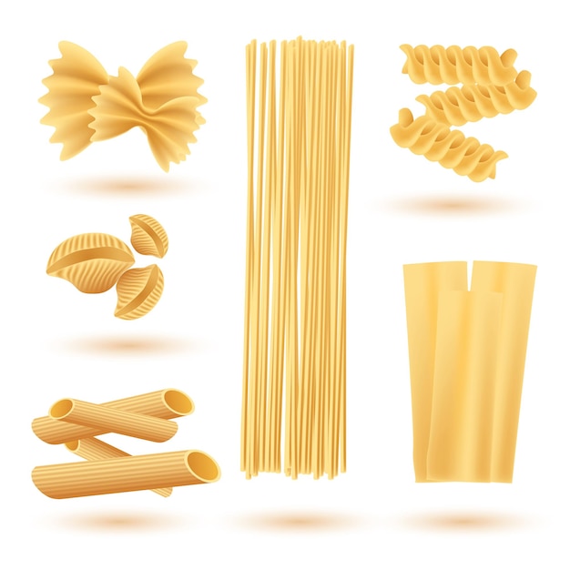 Vettore set isolato di pasta italiana