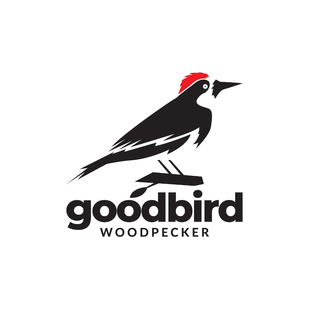 Isolated shape bird woodpecker with branch logo design vector graphic symbol icon illustration