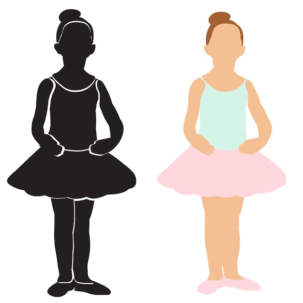 Isolated silhouette of a ballerina girl