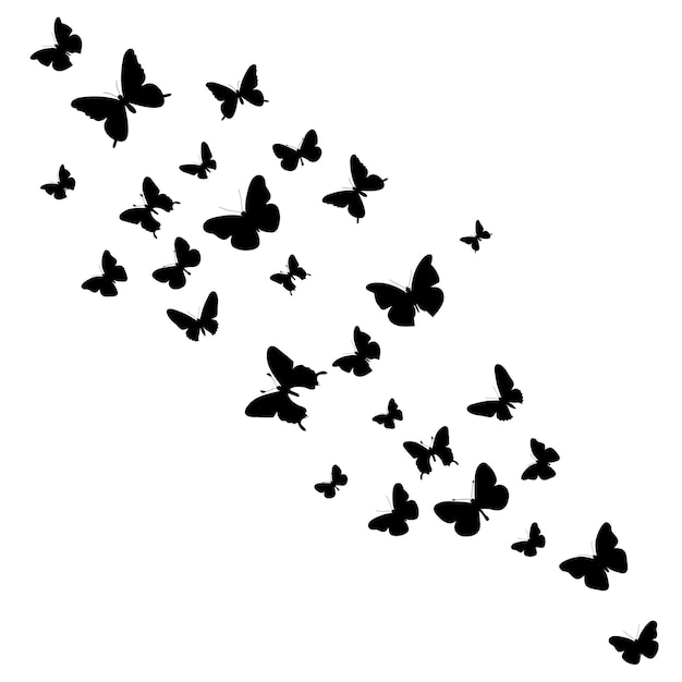 Isolated silhouette of a butterfly flying