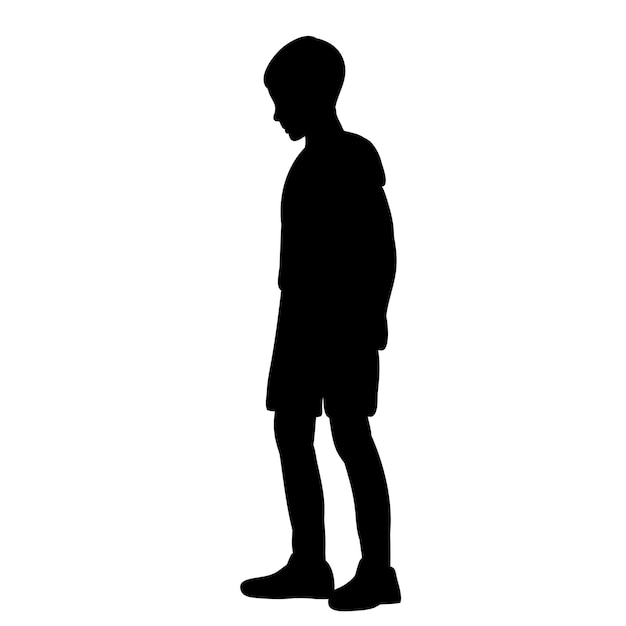 Isolated silhouette of a child on a white background little boy