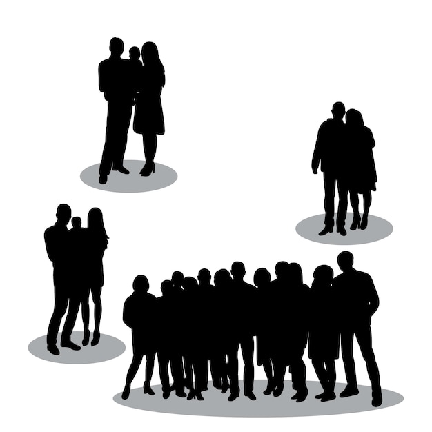 Vector isolated silhouette of a crowd of people