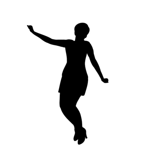 Isolated silhouette girl jumping