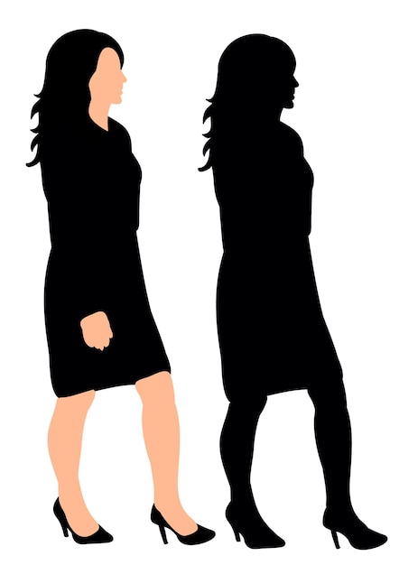 Isolated, silhouette of a girl in a suit