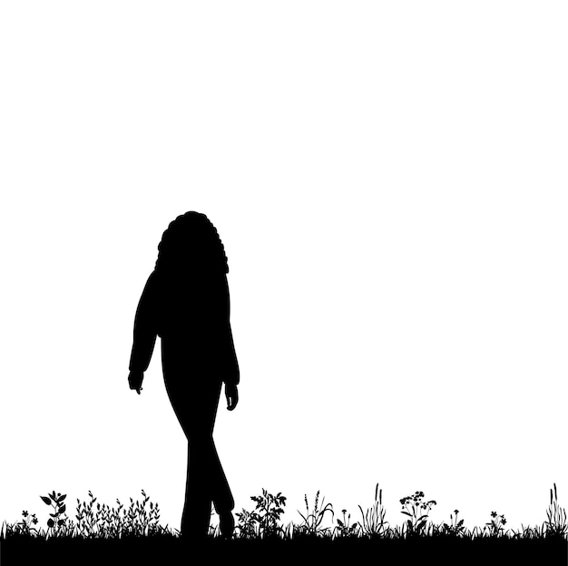 Vector isolated silhouette girl