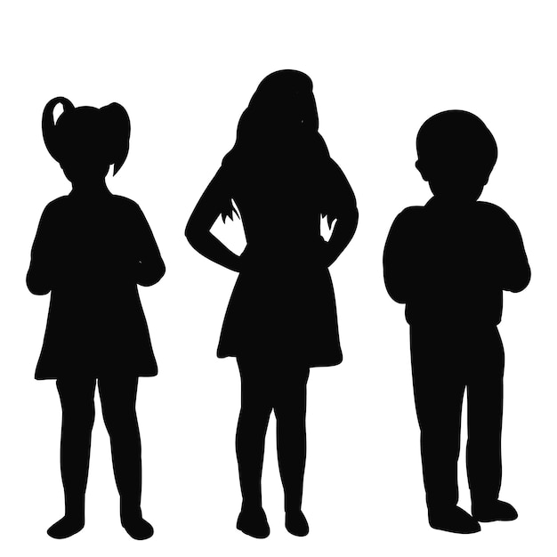 Vector isolated silhouette kids boys and girls