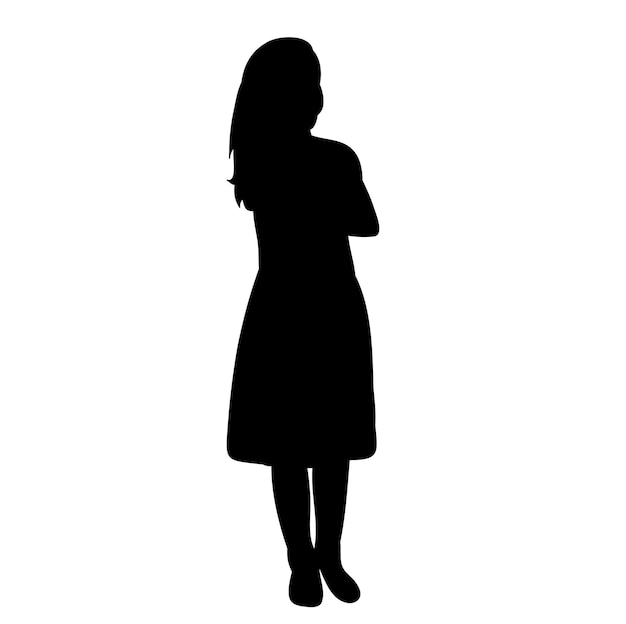 Isolated silhouette little girl in dress