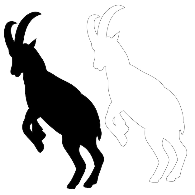 Isolated silhouette outline of a goat