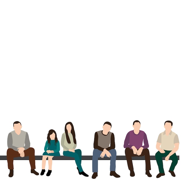 Vector isolated silhouette people are sitting