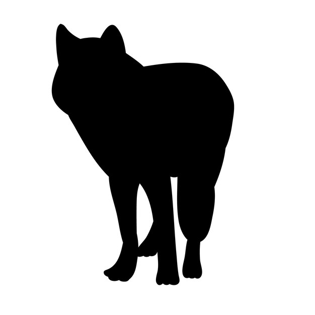 Isolated silhouette wolf on white background