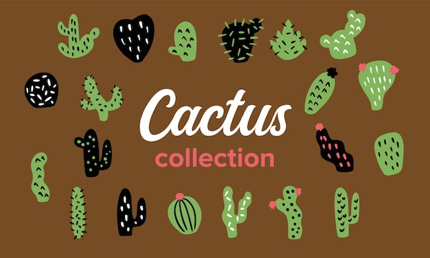 Isolated simple cactus vector collection