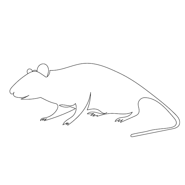 Isolated simple drawing with a continuous line mouse rat