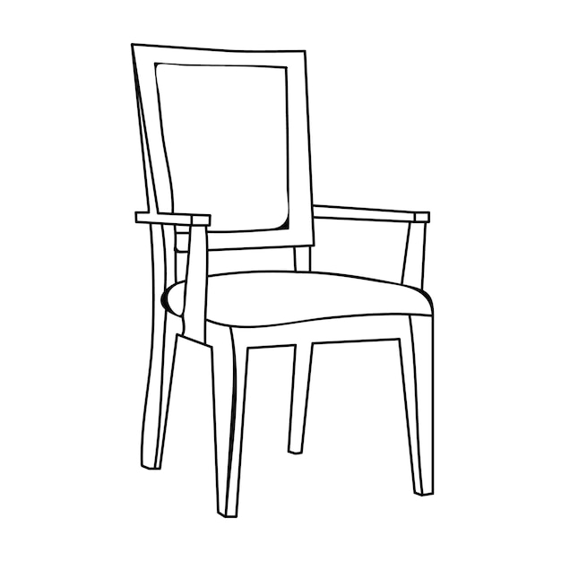 Isolated sketch chair contours on white background