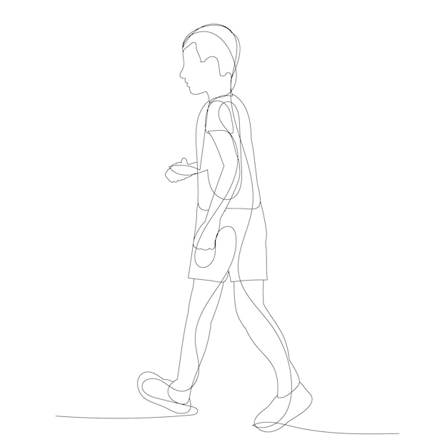 Isolated sketch continuous line drawing boy