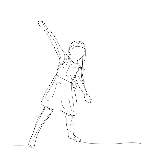 Isolated sketch with lines child girl dancing