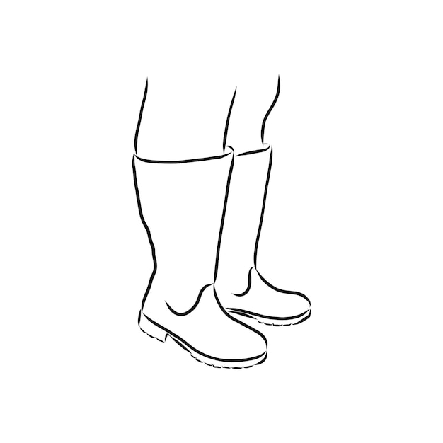 Isolated, sketch with lines female fashion boot