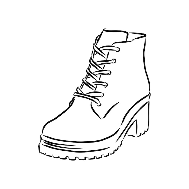 Isolated, sketch with lines female fashion boot