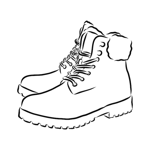 Isolated, sketch with lines female fashion boot