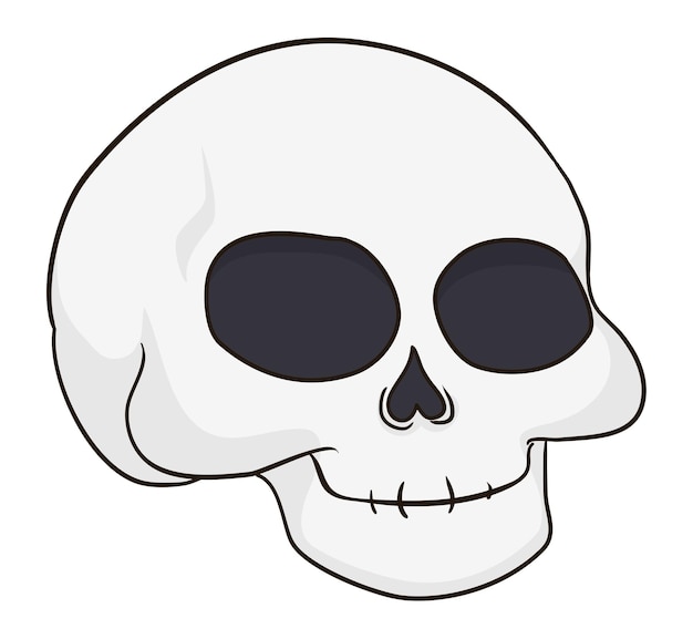 Isolated skull in cartoon style and happy gesture over white background