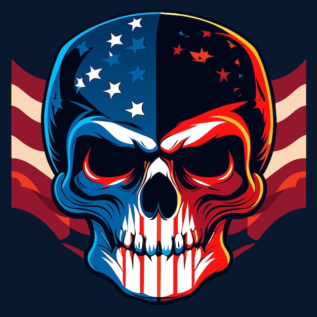 Isolated skull in red white and blue