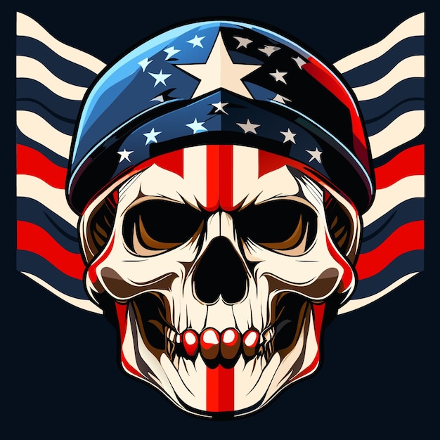 Isolated Skulls with American Flag Motif