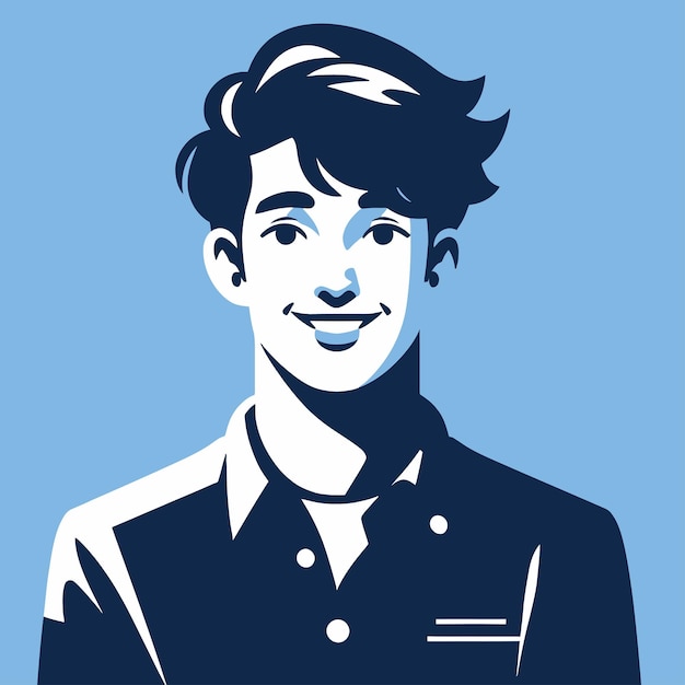isolated Smiling Young Man Avatar solid vector Illustration