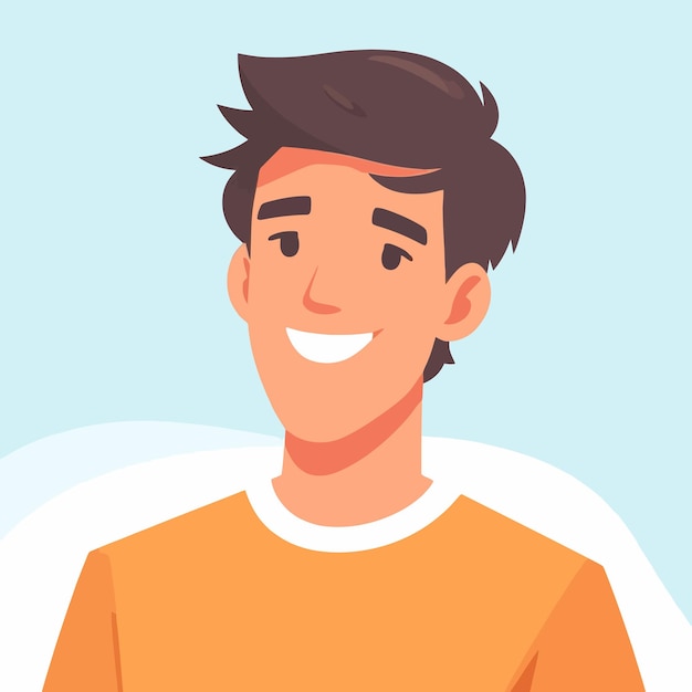 Isolato smiling young man avatar vetore solido illustrazione