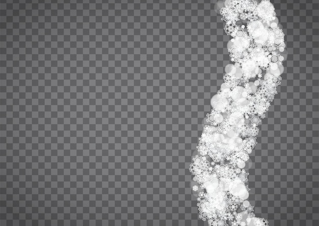 Vector isolated snowflakes on transparent grey background