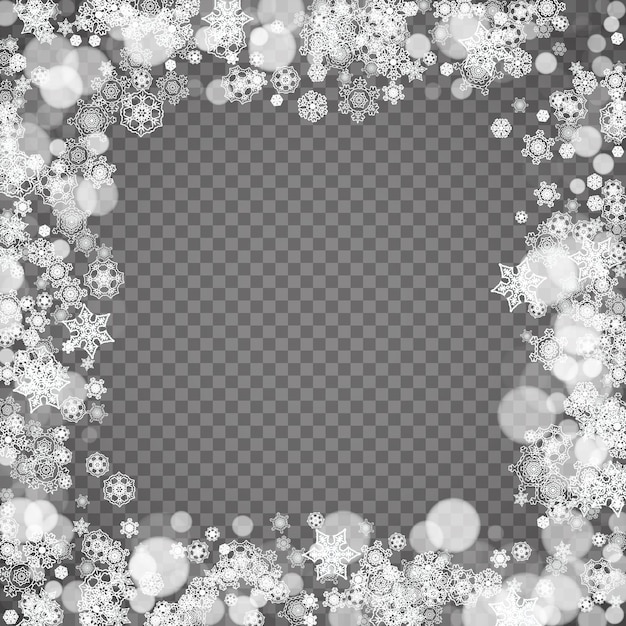 Vector isolated snowflakes on transparent