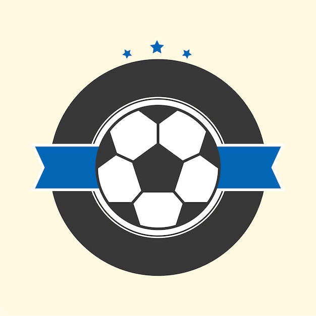 Vector isolated soccer wheel with blank blue ribbon against cosmic latte background