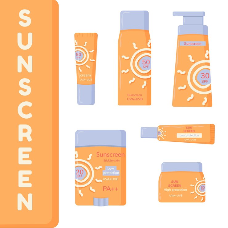 Vector 日焼け止め コンテナセット ベクター テンプレート spf スプレー