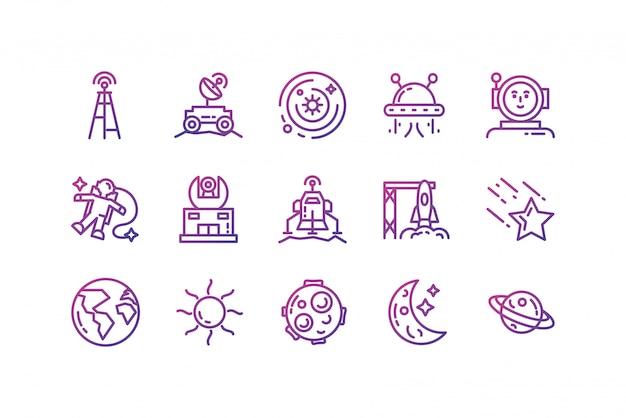 Isolated space icon set design