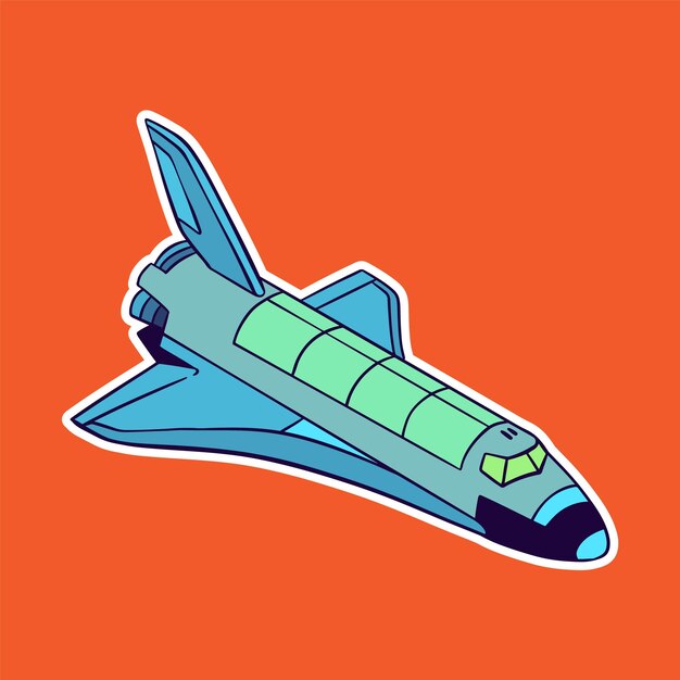 Vector isolated spacecraft cartoon illustration with orange background