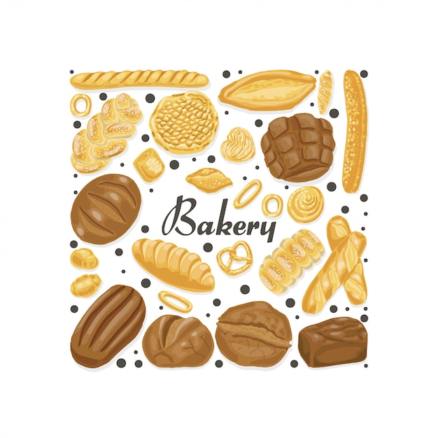 Isolated square of bakery products