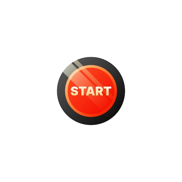 Isolated start button on white background