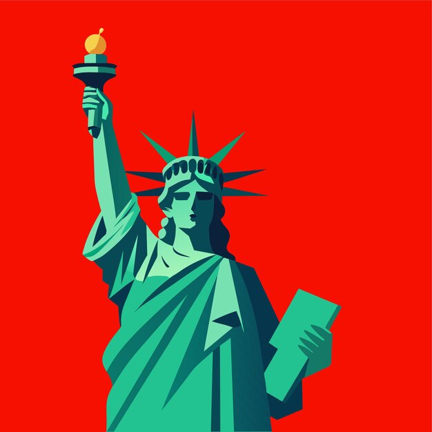 Vector isolated statue of liberty on white background flat style vector illustration