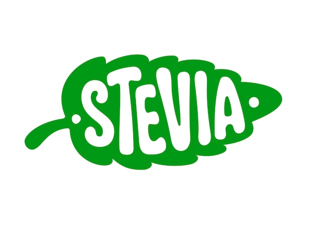 Adesivo isolato foglia verde stevia, un dolcificante biologico ipocalorico