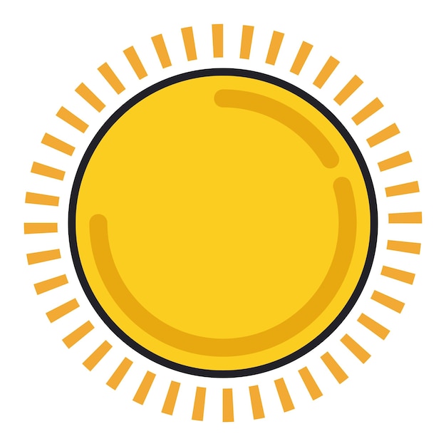 Изолированная икона солнца в плоском стиле и контуры на белом фоне