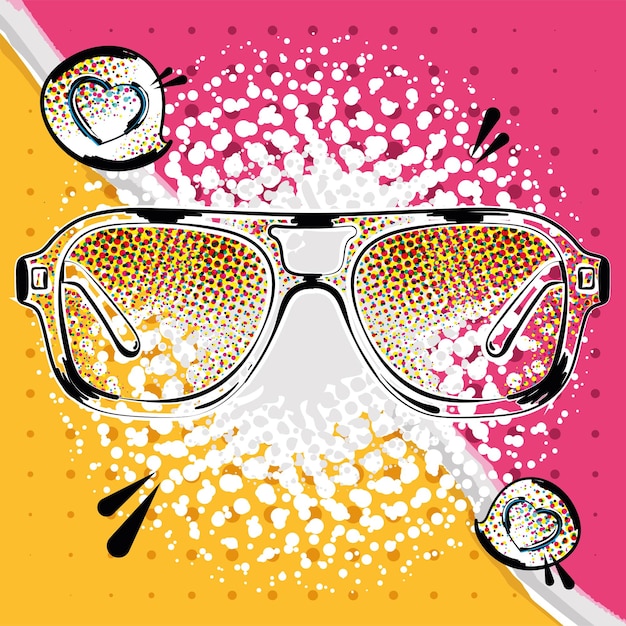 Isolated sunglasses sketch on a comic page Vector