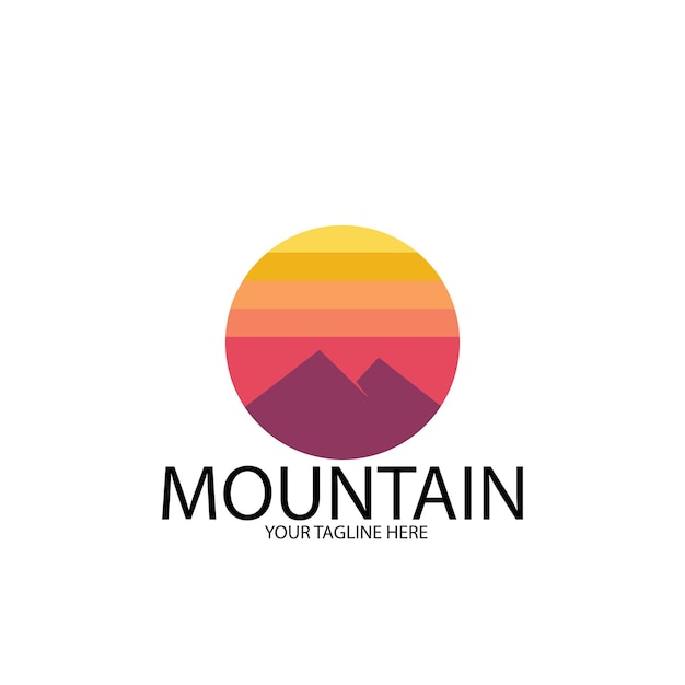 Isolated sunset mountain logo and vector template