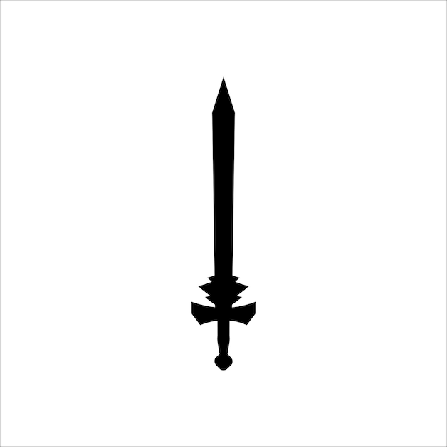 An isolated sword icon on a white background Fantasy Warrior weapons design silhouette