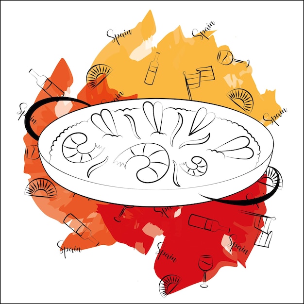 Isolated traditional paella Spain concept Vector