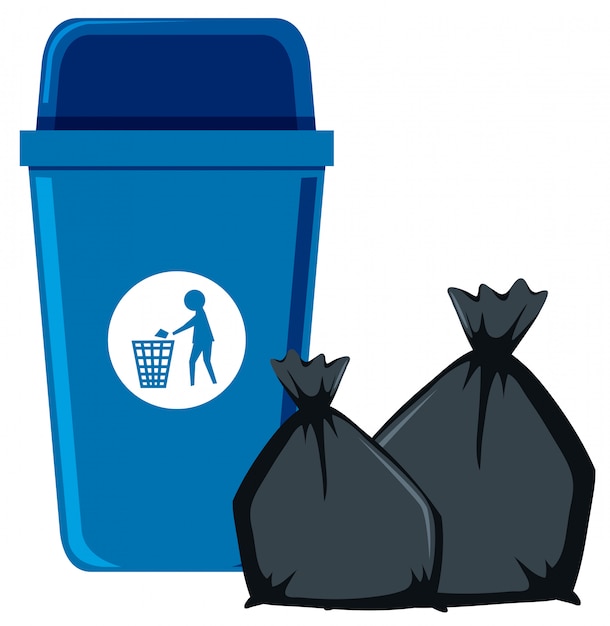 Vector isolated trash and trash can
