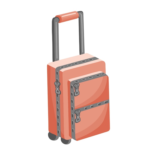 Isolated travel bag luggage suitcase in color cartoon style Vector illustration