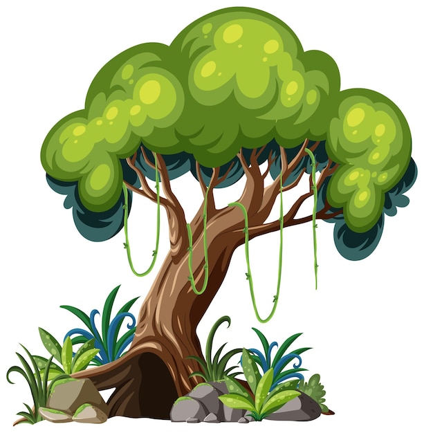 An isolated tree cartoon