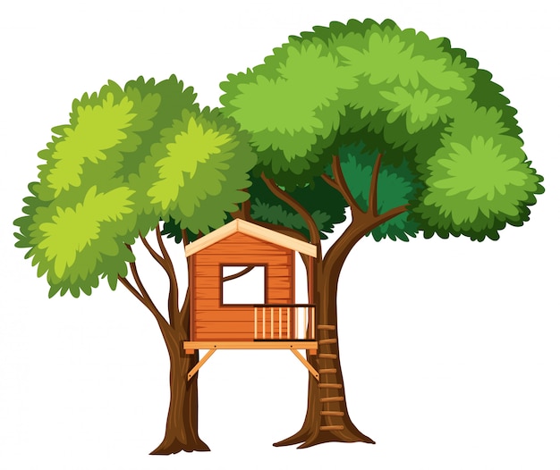 Isolated tree house on white background