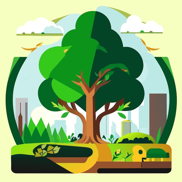 Isolated Tree Planting Art Collection