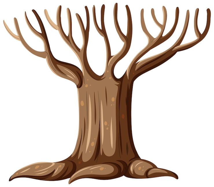 Vector isolated tree without leaves cartoon