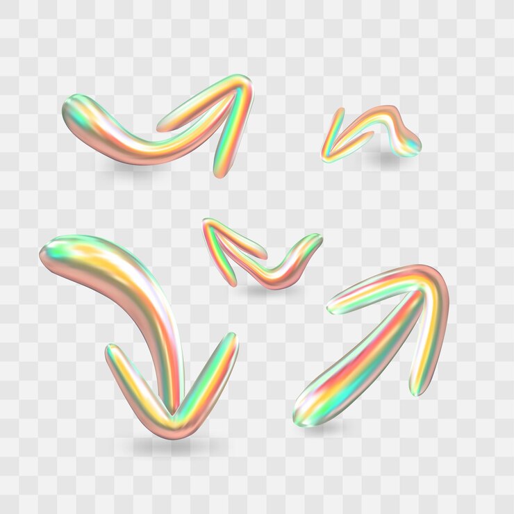 Isolated vector arrowsLiquid holographic object